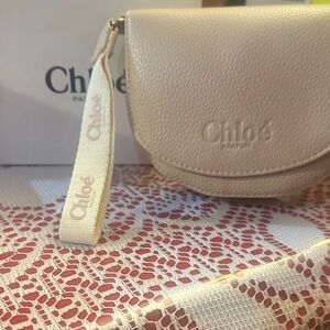 Chloe Cream Leather Wristlet